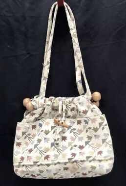 Tapestry Handbag Wooden Pockets Craft Bag Needlepoint Knitting Travel Purse